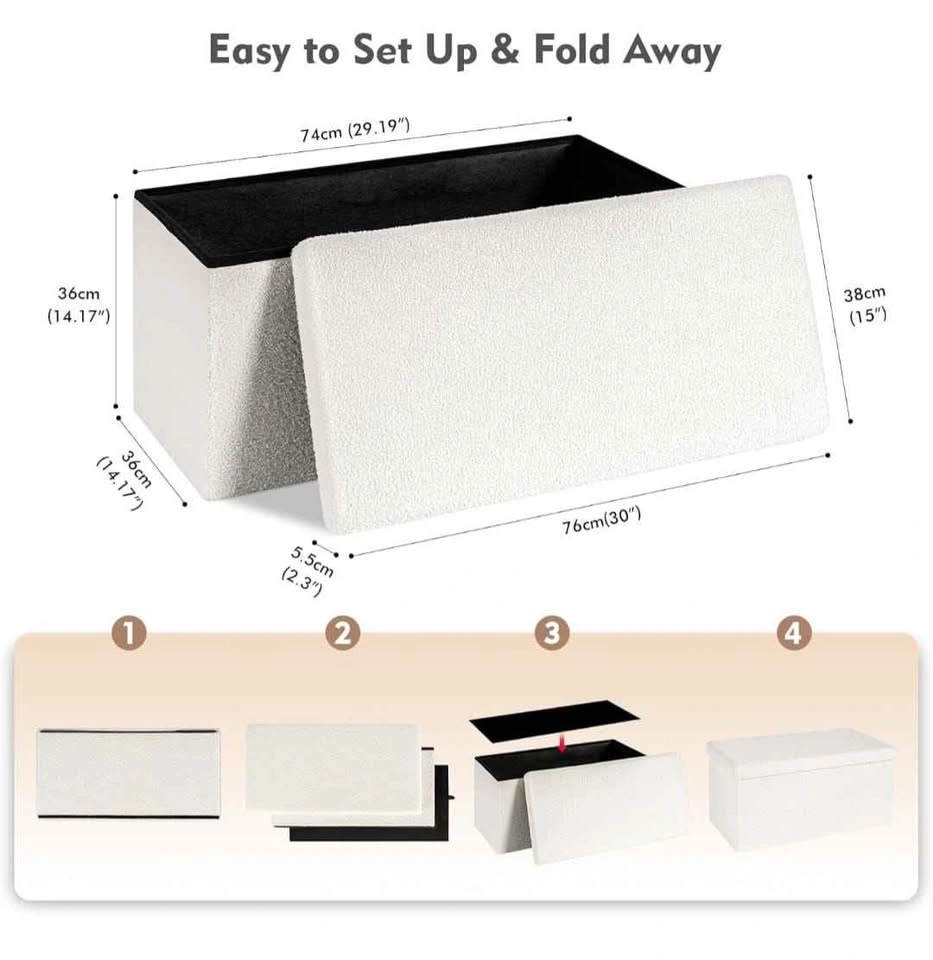 Storage Ottoman Bench Small Sherpa Ottoman Foot Rest - photo 2