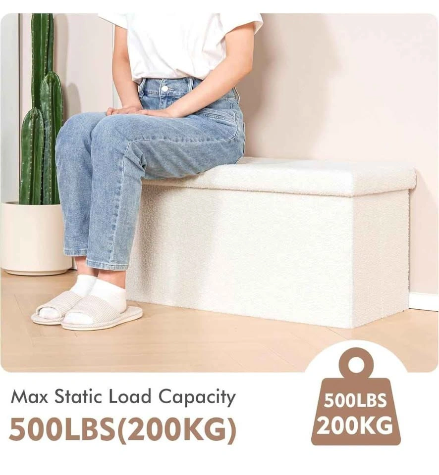 Storage Ottoman Bench Small Sherpa Ottoman Foot Rest - photo 3