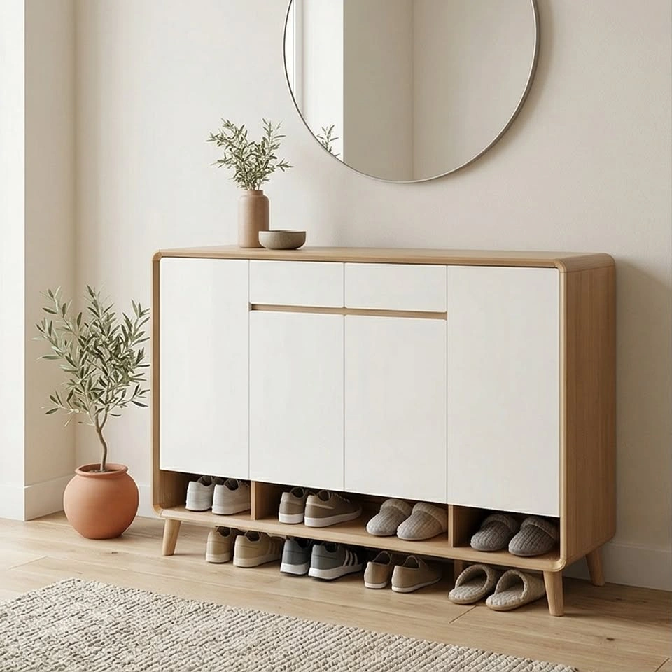 Nordic Wooden Door Shoe Cabinet - Entryway Storage Organizer - photo 2