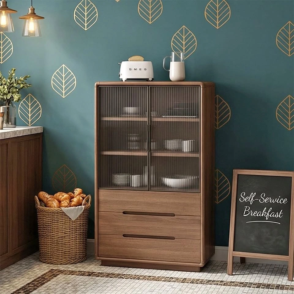 Modern Glass Door Kitchen Storage Cabinet - $320