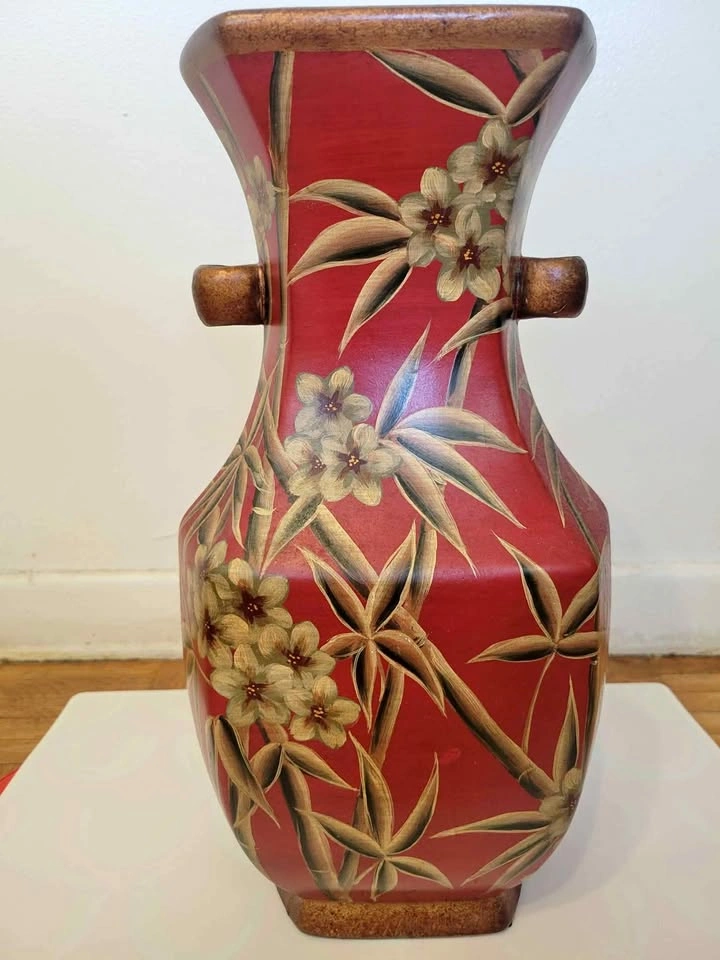 Vintage Ceramic Pottery Vase - Hand-Painted Floral Design