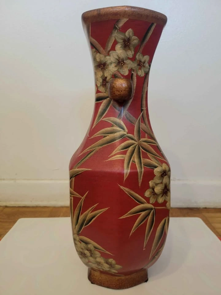 Vintage Ceramic Pottery Vase - Hand-Painted Floral Design - photo 2