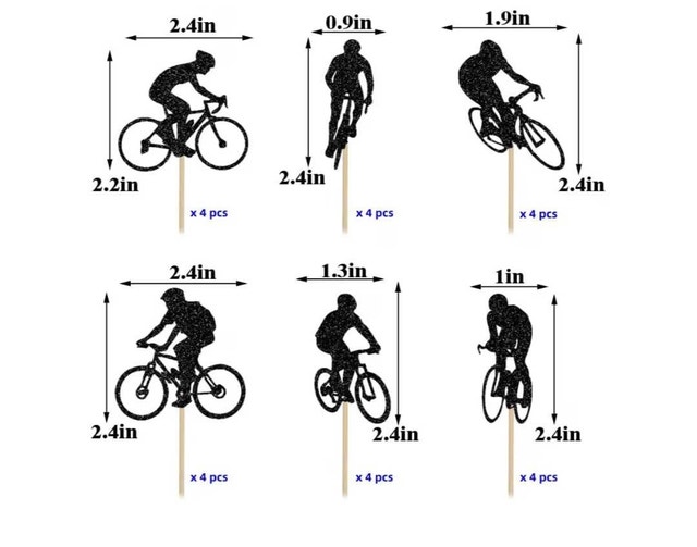 16pc Biking Cupcake Toppers - photo 2