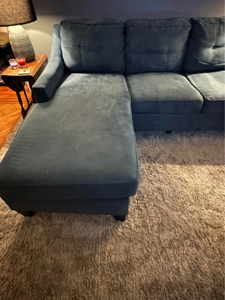Blue Sectional Sofa with Reversible Chaise & Pull-out Sleeper - photo 3