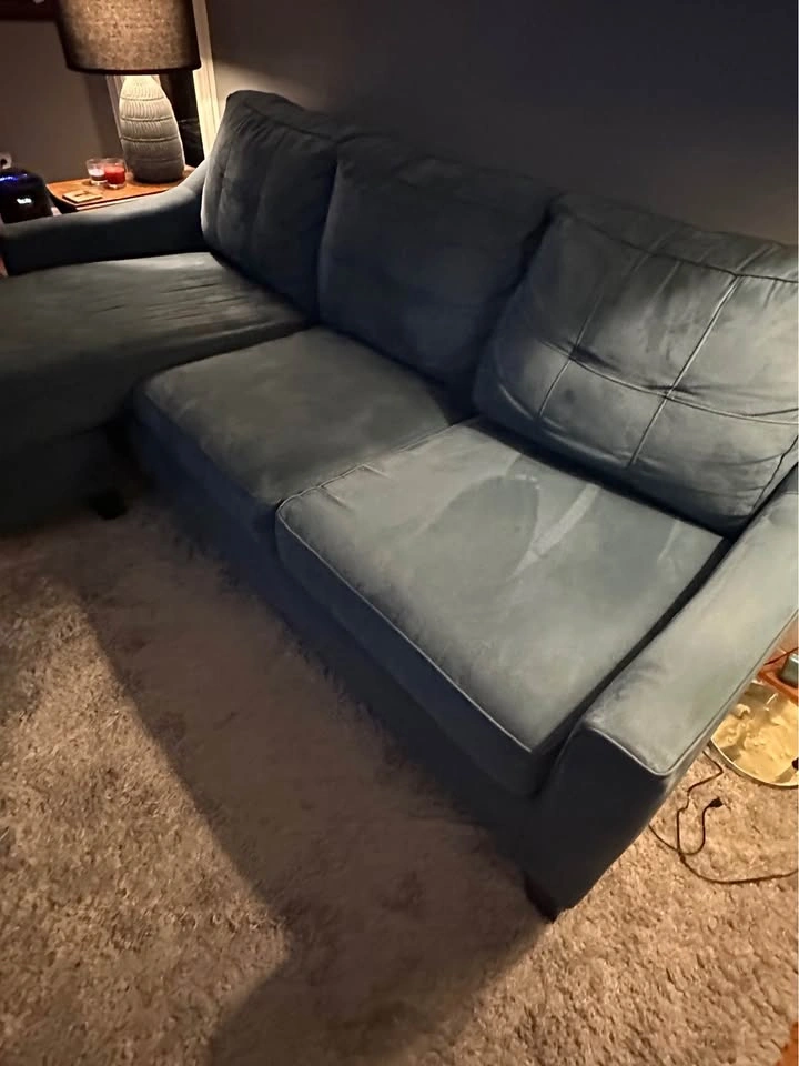 Blue Sectional Sofa with Reversible Chaise & Pull-out Sleeper - photo 5