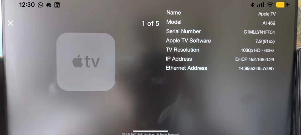 Apple TV 3rd Gen (A1469) w/ Remote + Cables - photo 5