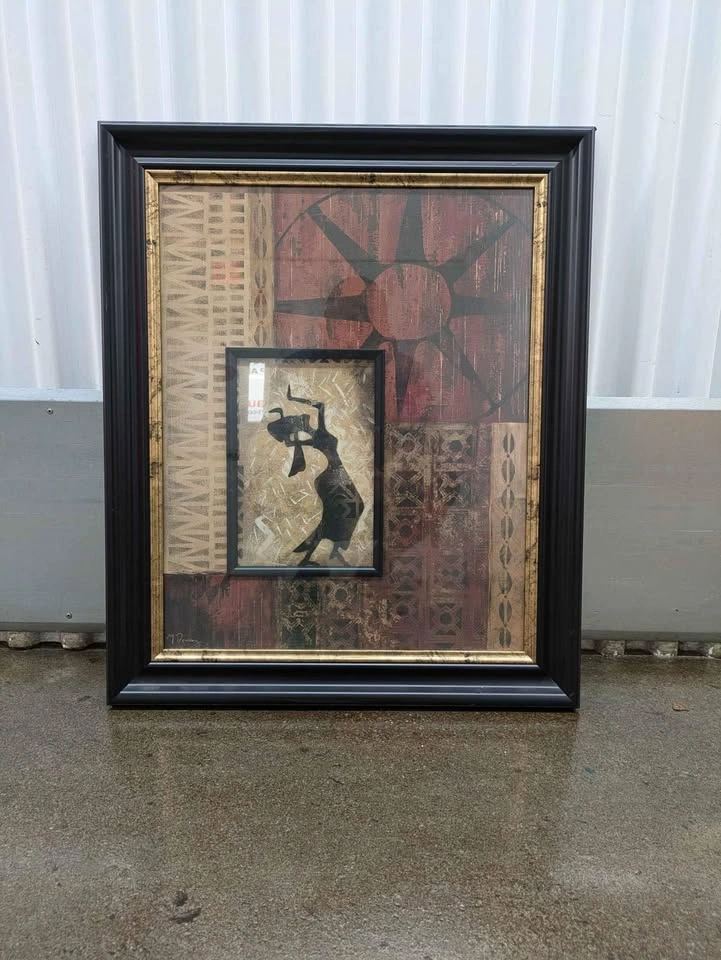 2 Framed Art Pieces - Woman Dancing Silhouette