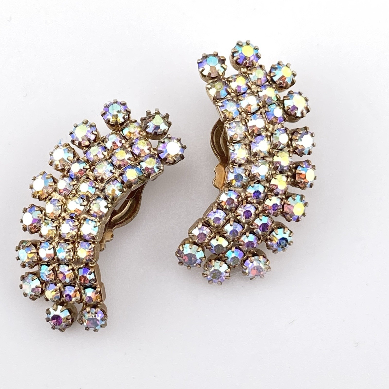 Vintage Aurora Borealis Crystal Rhinestone Earrings Lot of 4 - photo 4