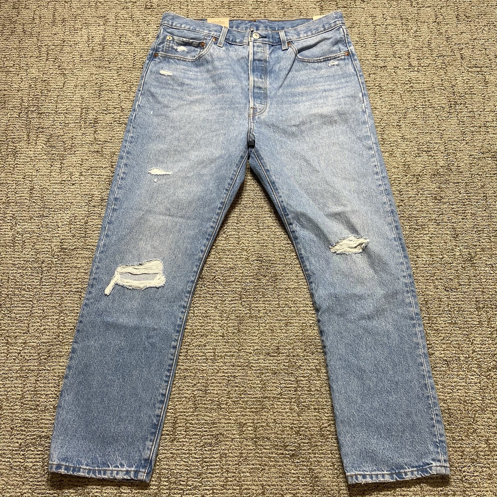 Levi's 501 Cropped Jeans Men's 32x28 Light Distressed Button Fly - photo 3