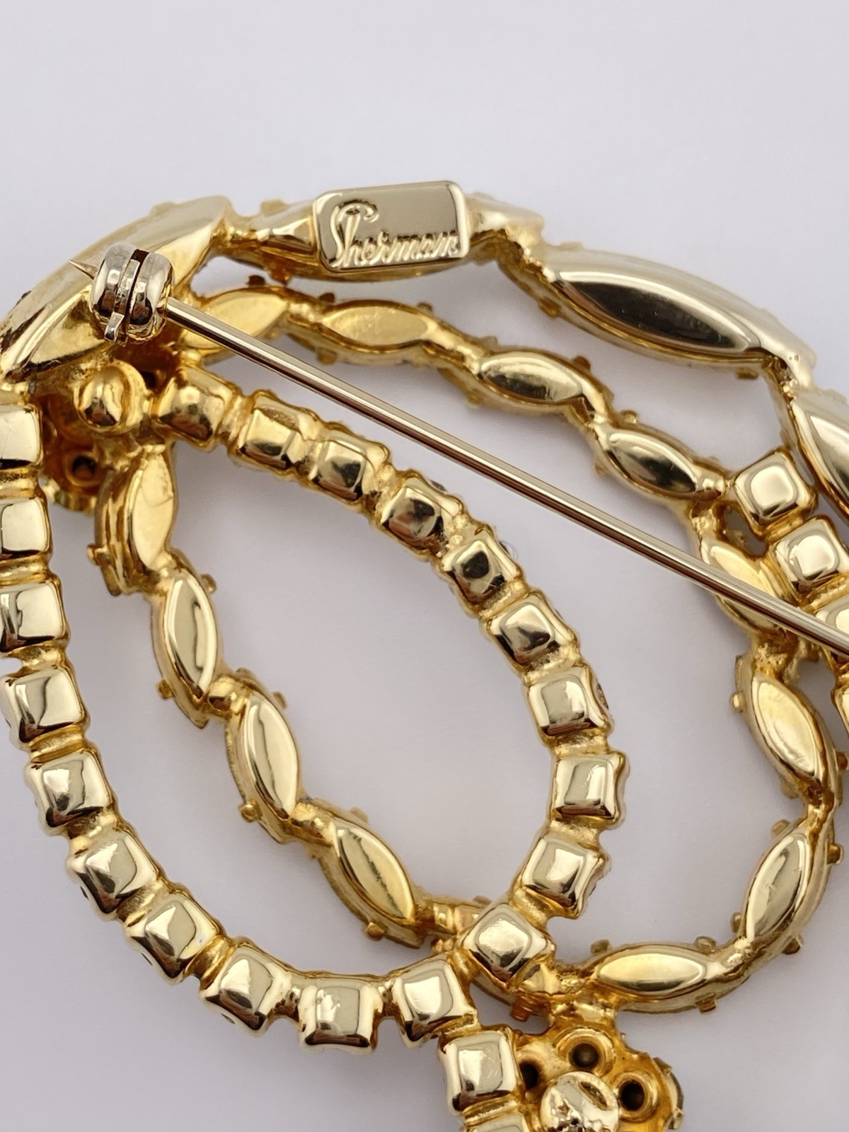 Vintage Signed Sherman Brooch & Earrings Set – AB Rhinestones, G - photo 4