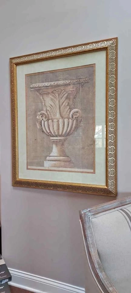 Large Gold Frame Ornate Urn Picture 46" x 38"
