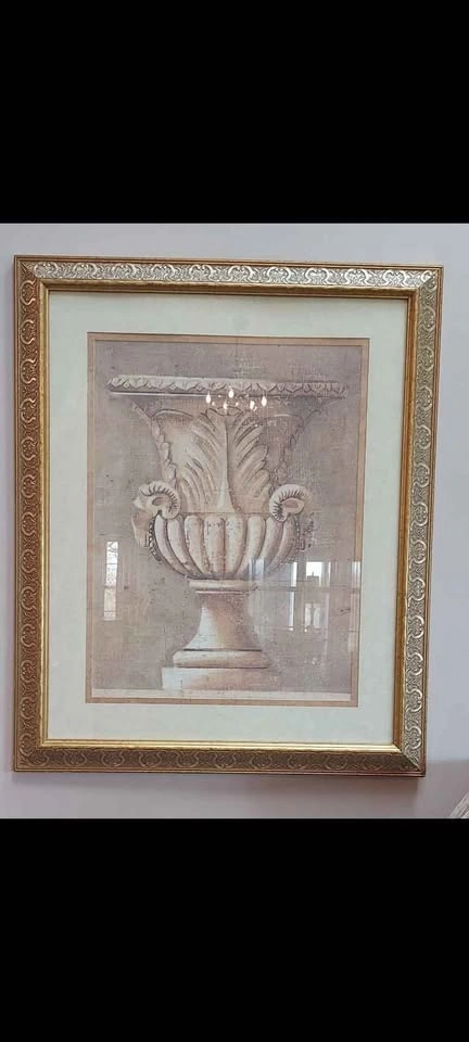 Large Gold Frame Ornate Urn Picture 46" x 38" - photo 2