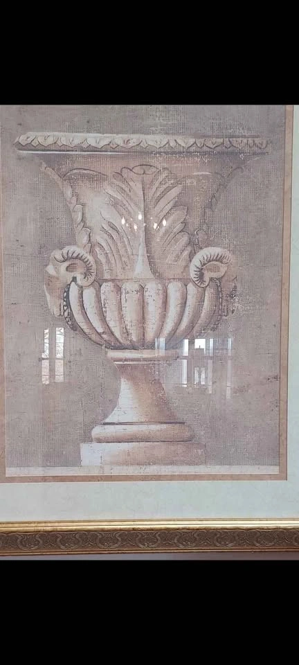 Large Gold Frame Ornate Urn Picture 46" x 38" - photo 3