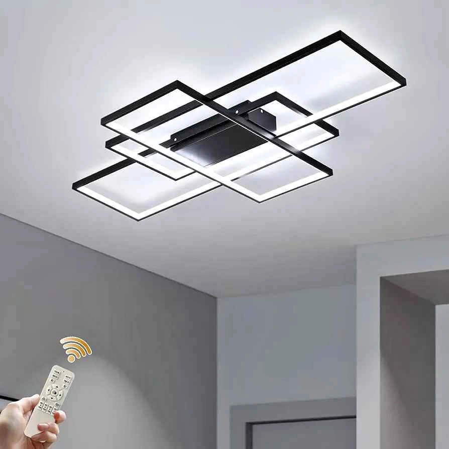 Modern Dimmable LED Ceiling Light Fixture - Black