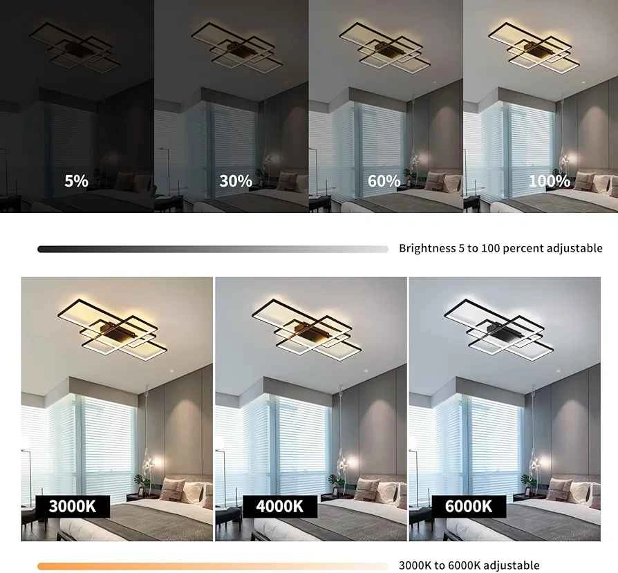 Modern Dimmable LED Ceiling Light Fixture - Black - photo 3