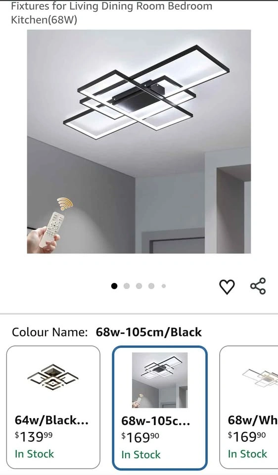 Modern Dimmable LED Ceiling Light Fixture - Black - photo 4