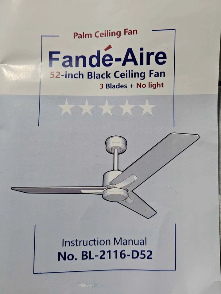 New 52" Ceiling Fan with Remote - Open Box