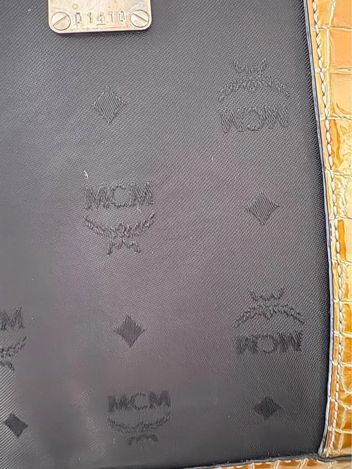 Authentic MCM Monogram Tote with Croc-Embossed Trim - photo 3