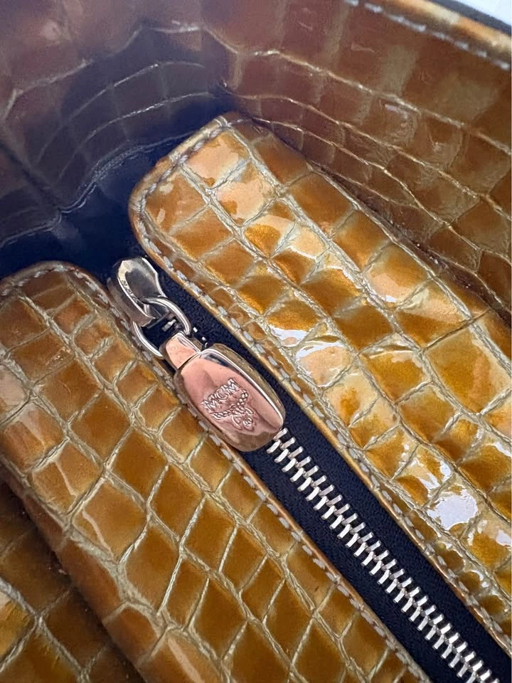 Authentic MCM Monogram Tote with Croc-Embossed Trim - photo 5