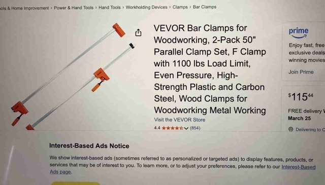 Brand new Vevor Bar Clamps 50”