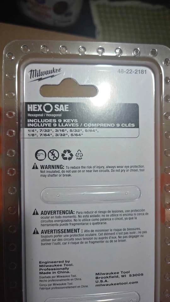 New Milwaukee SAE Hex Key Set 9pc - photo 3