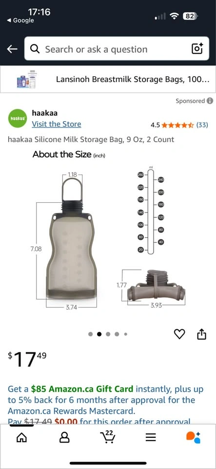 6 Silicone Milk Storage Bags, 9 Oz - photo 2