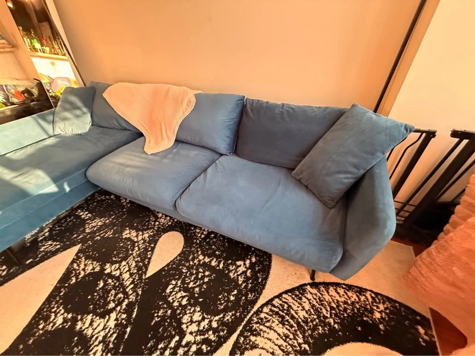 Albany Park Sectional - Blue Velvet - Retail $2,100 - Great Cond - photo 3