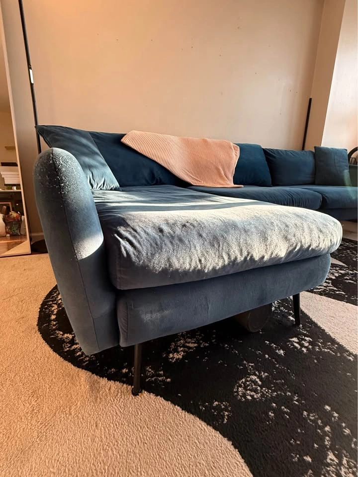 Albany Park Sectional - Blue Velvet - Retail $2,100 - Great Cond - photo 5