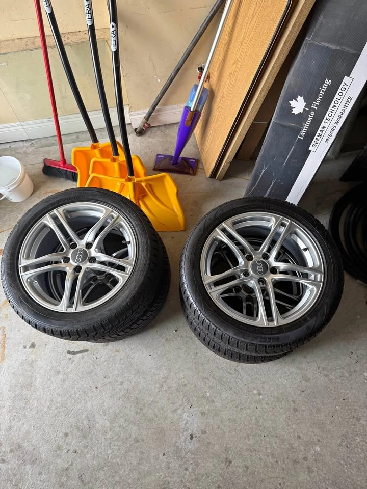 Audi 17” OEM Rims + winter Tires 225/50R17 – Excellent Condition
