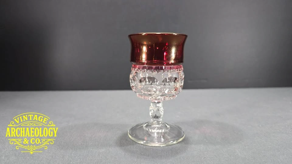 Set of 8 Kings Crown Goblets with Ruby Flash - photo 2