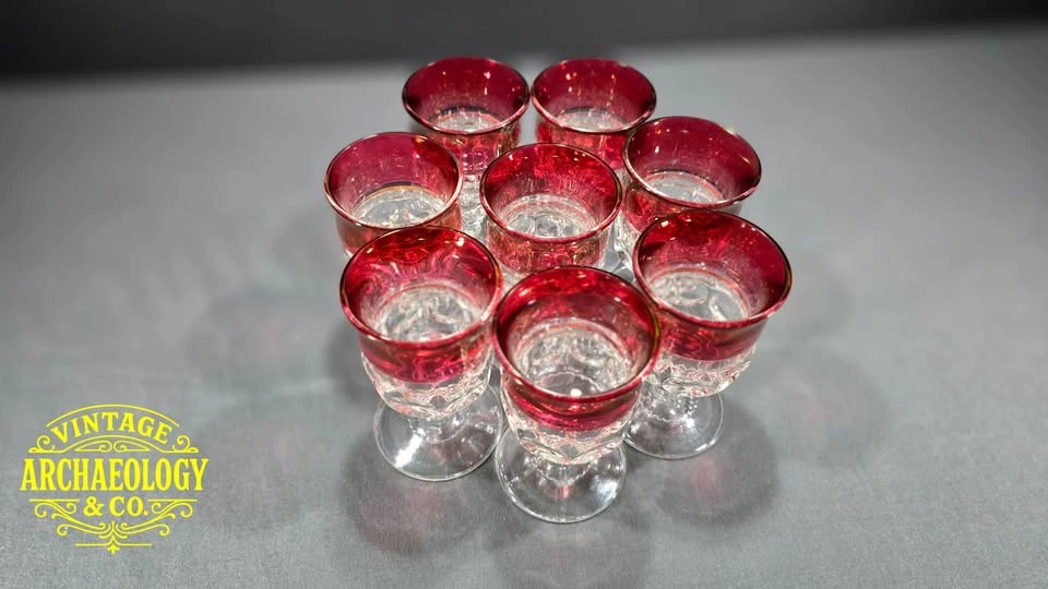 Set of 8 Kings Crown Goblets with Ruby Flash - photo 4