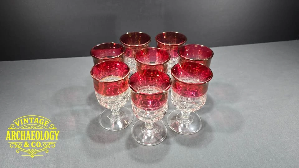 Set of 8 Kings Crown Goblets with Ruby Flash - photo 5