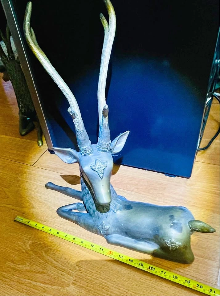 Vintage Solid Brass Animal Statues Set (Deer + Cranes) – 1976