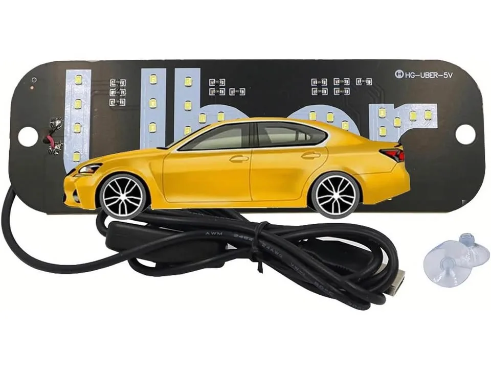 USB LED Car Windshield Sign – Uber (White) Display USB image indicator(2)