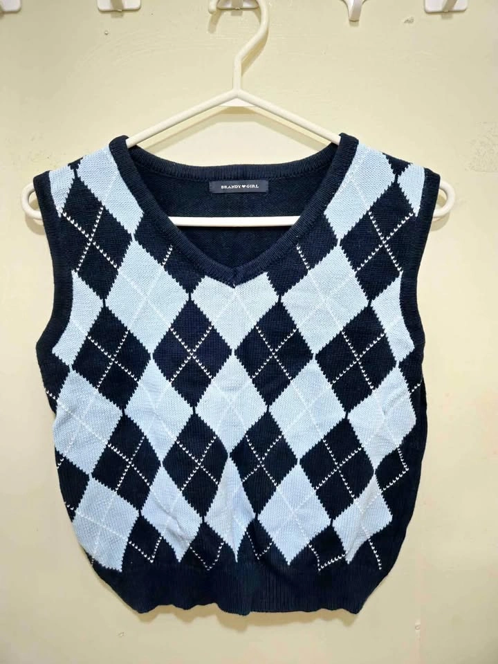 Checkered Argyle-print Sweater Vest
