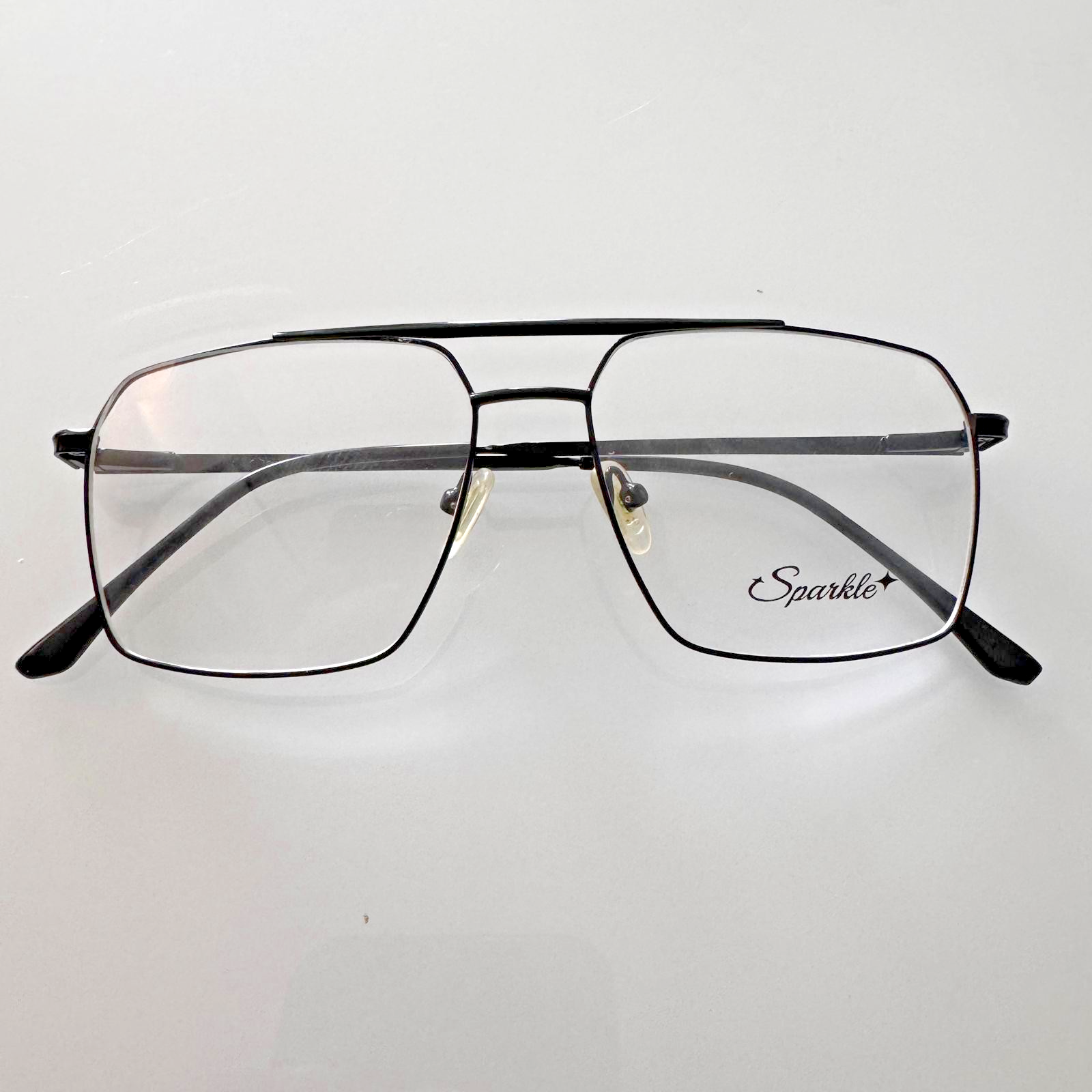 Eyeglass Frames Double Bridge Aviator Square Metal Clear Single - photo 4
