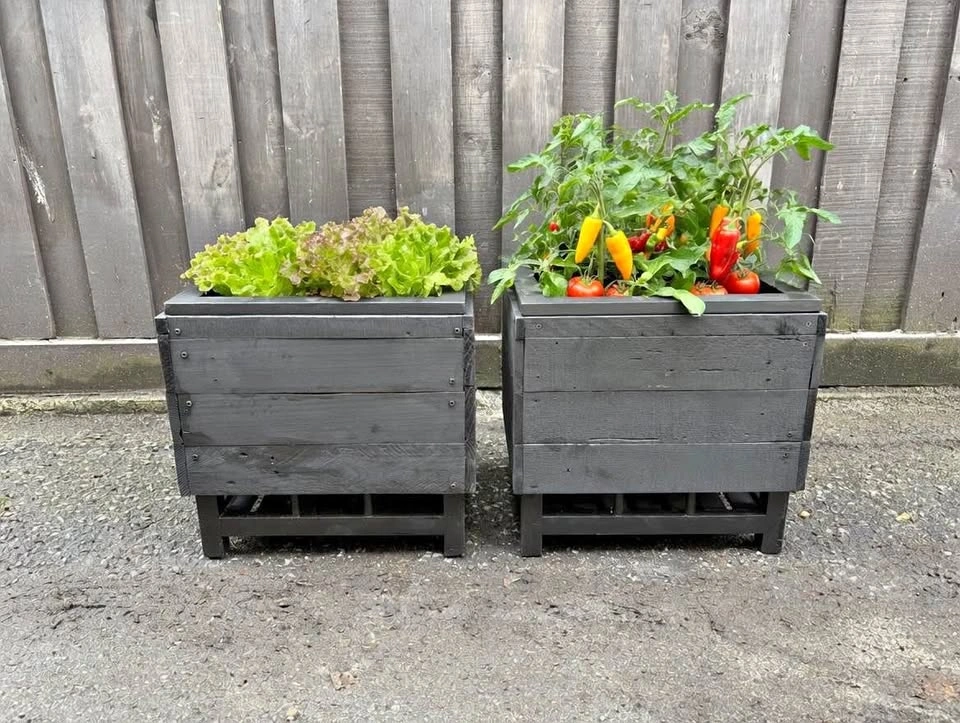 Matching Raised Planter Boxes for Vegetables, Herbs, Flowers (Bl