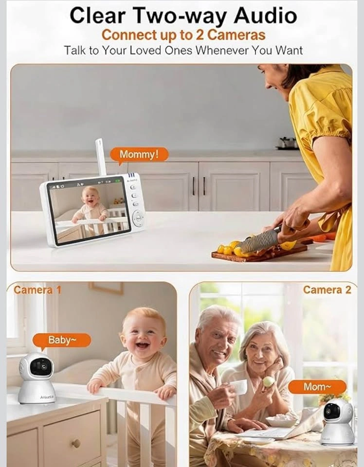 5" HD Video Baby Monitor w/ 2 Cameras - No WiFi - photo 3