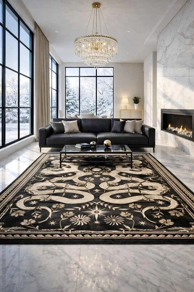 SNAKE MEDALLION WASHABLE RUG 5x7 🆕