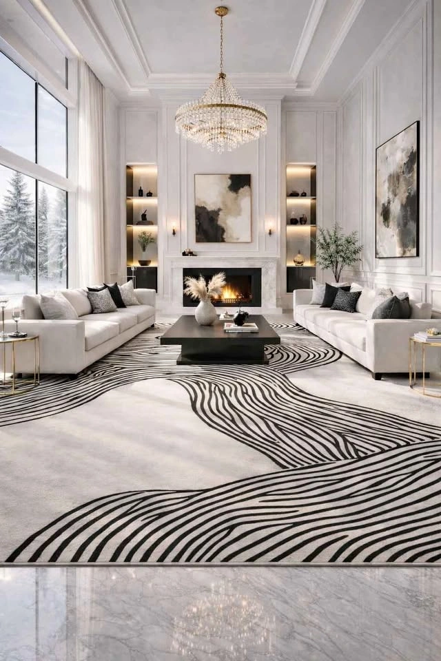 9x12 WAVE AREA RUG NEW SEALED 🖤 🆕