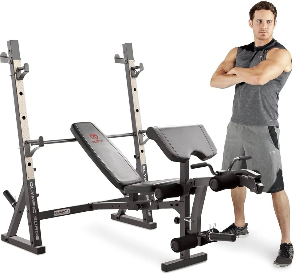 Marcy Olympic Weight Bench Full-Body Set With Plates/Barbell
