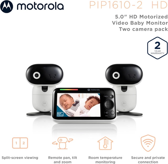 Motorola Baby PIP1610 HD 5" Video Baby Monitor w/ 2 Cameras - photo 2