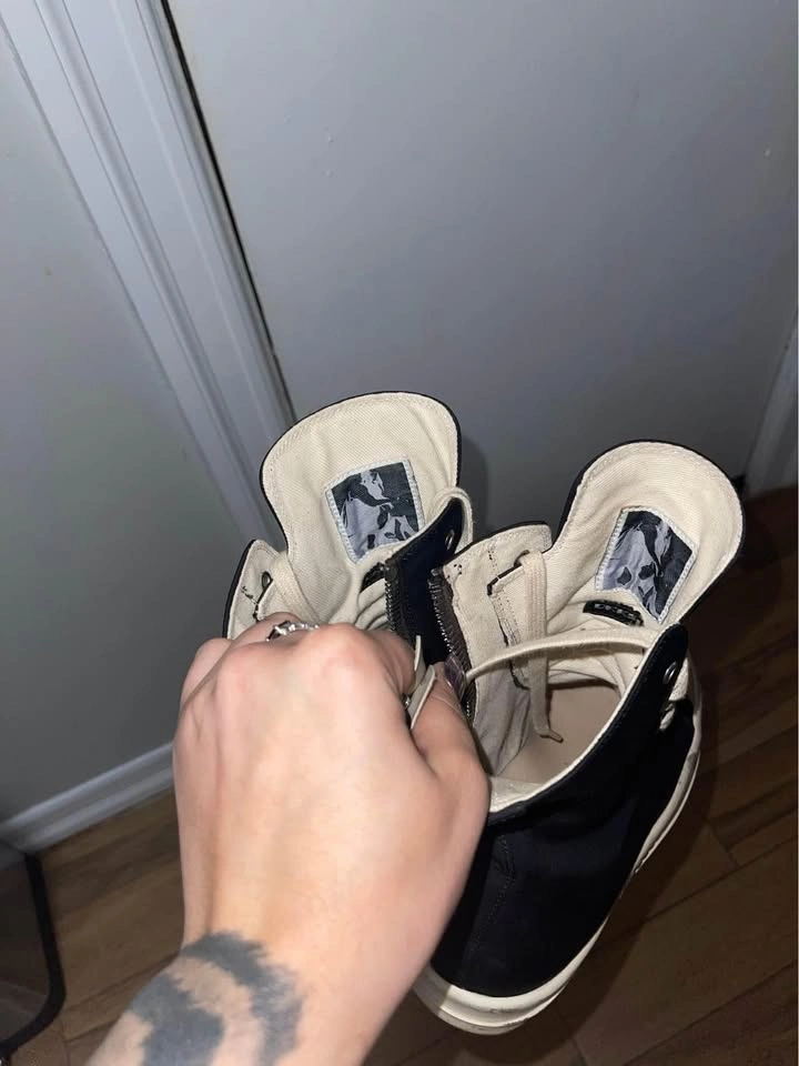 Rick Owens Drk Shadow ripped sneakers high top - photo 2