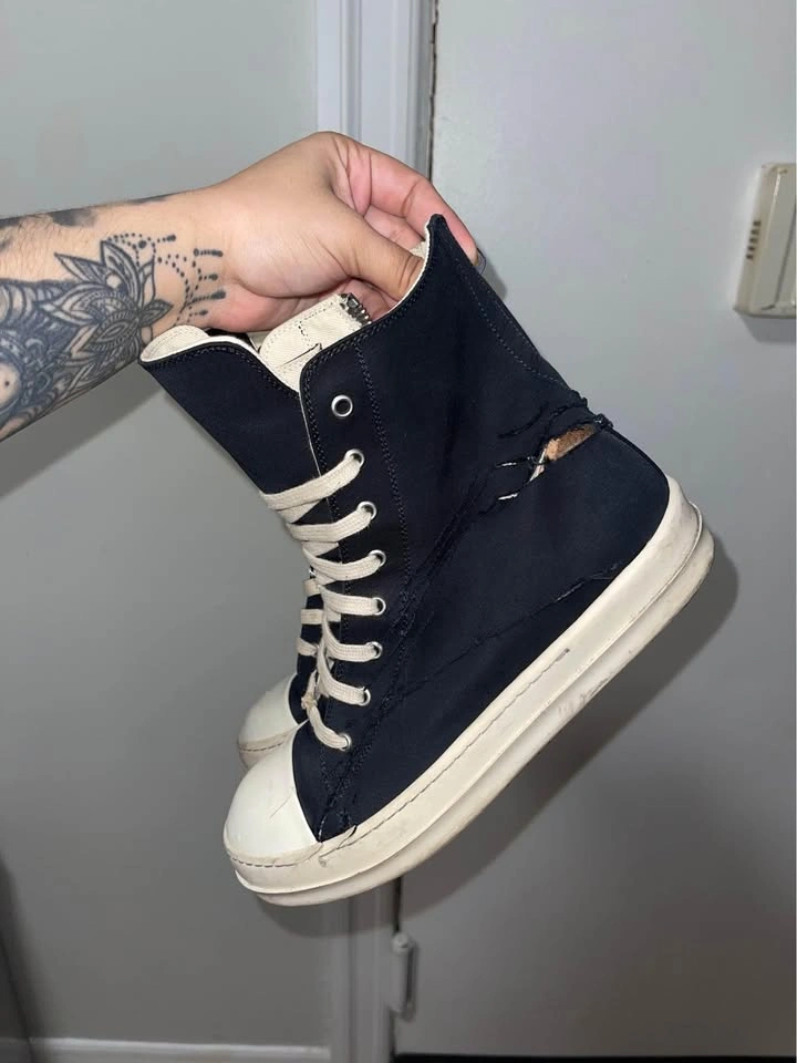 Rick Owens Drk Shadow ripped sneakers high top - photo 3