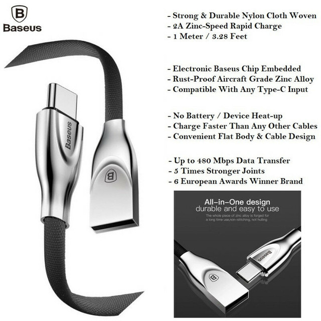 ZINC ALLOY TYPE-C FAST-CHARGE/SYNC ANDROID PHONES/TABLETS CABLE