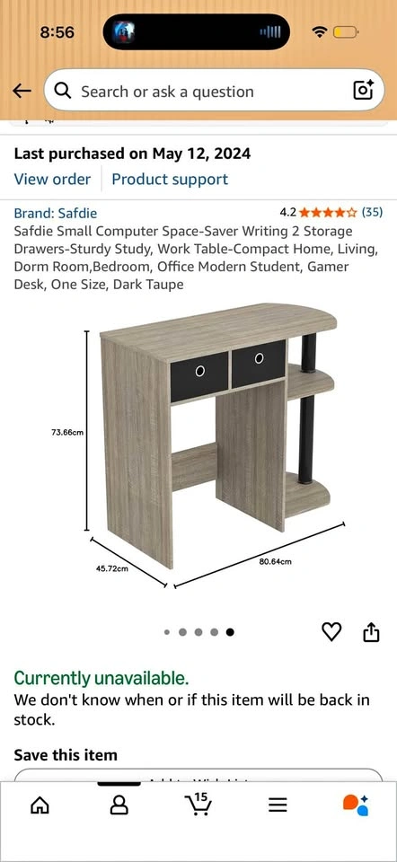 Used Study Table with Storage and 2 Drawers - Safdie