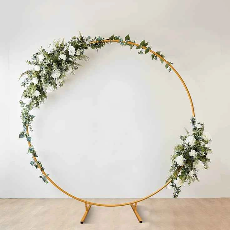 7.2ft Round Gold Metal Backdrop Stand for rent