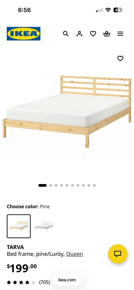 IKEA TARVA Queen Bed Frame Pine with mattress free