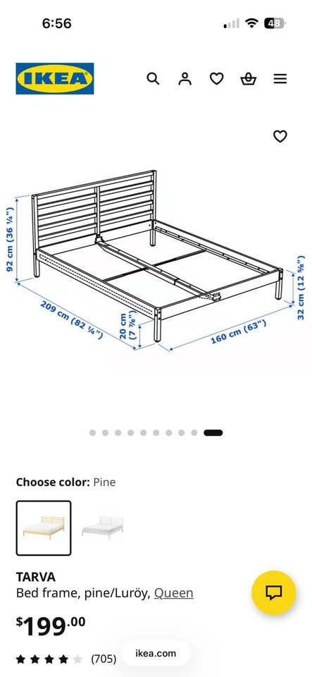 IKEA TARVA Queen Bed Frame Pine with mattress free - photo 2