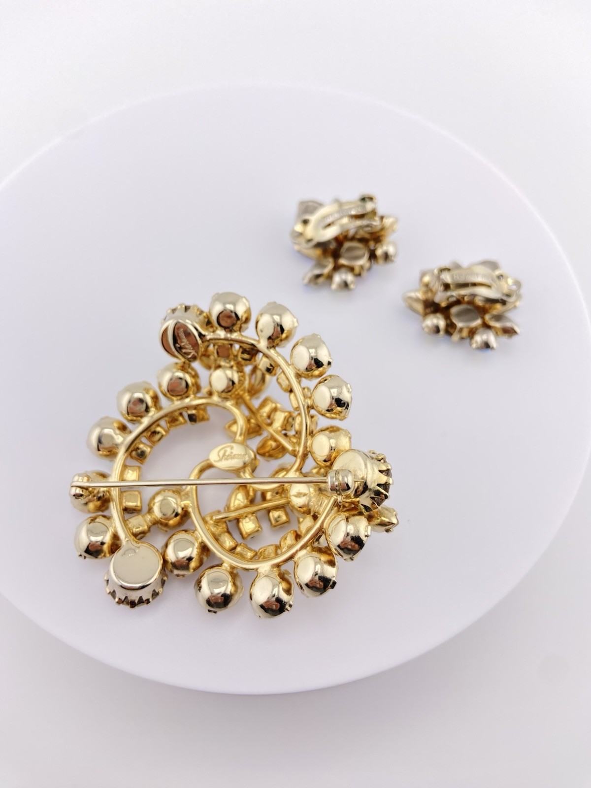 Vintage Signed SHERMAN Brooch & Earrings Set - photo 2